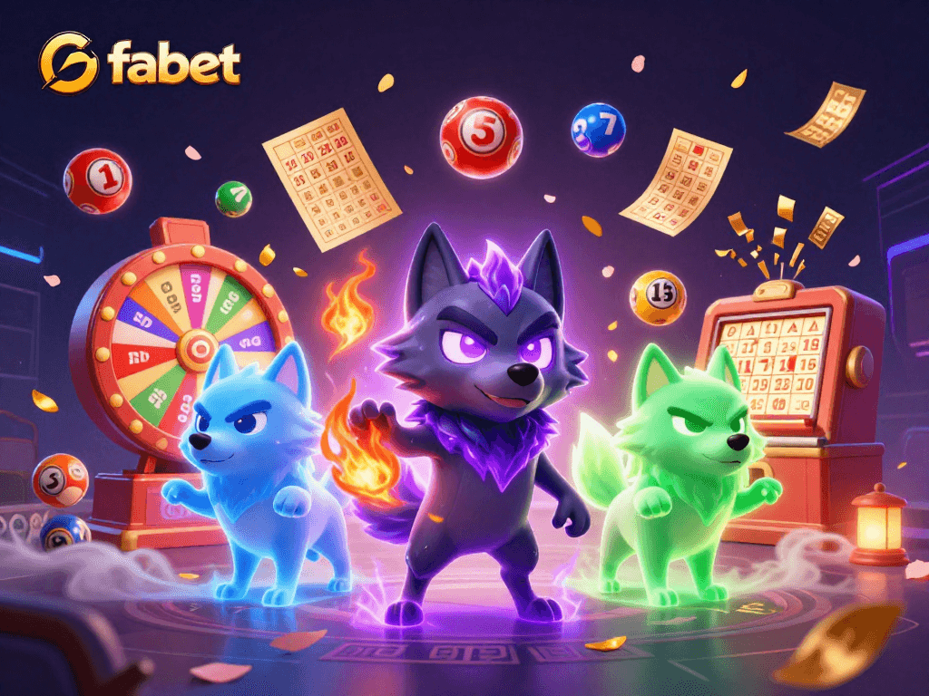 Fabet engages players with dynamic casino fun featuring ghostly wolves and vibrant lottery games.