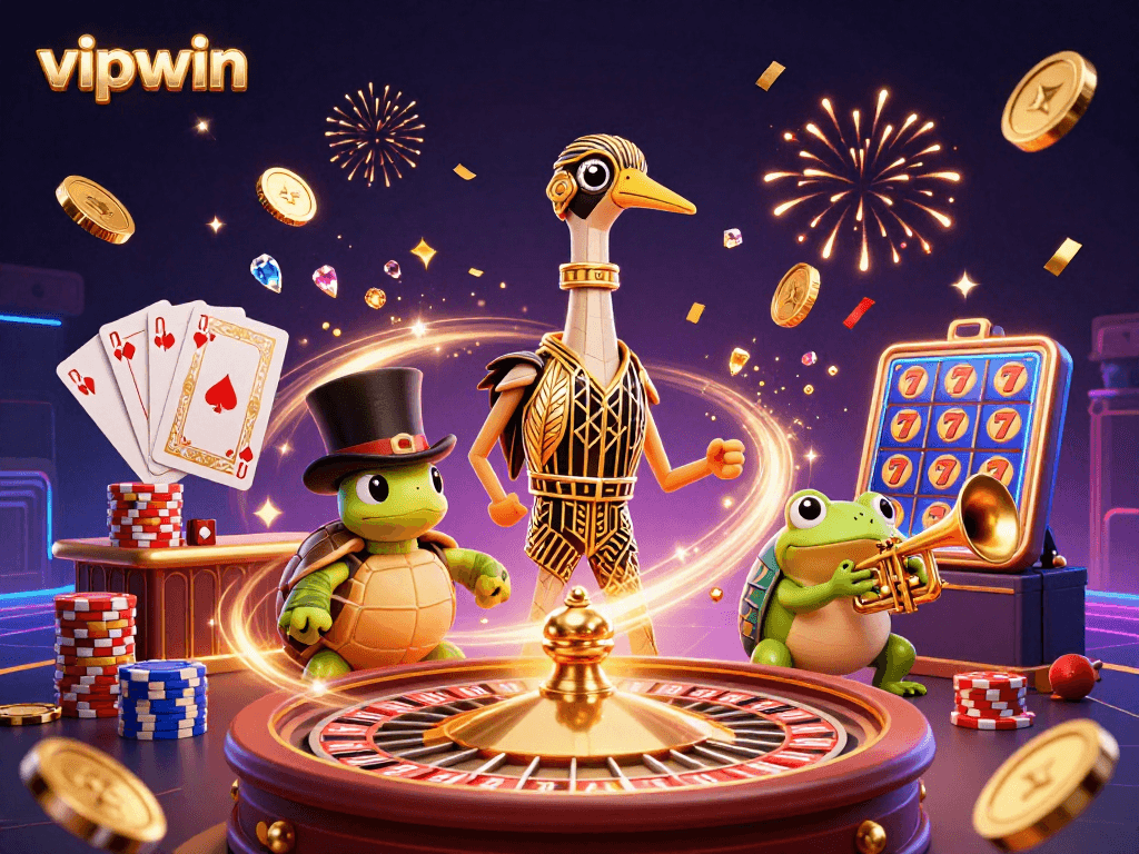 Spin to win with vipwin at the vibrant 3D casino featuring exciting characters and dazzling games!